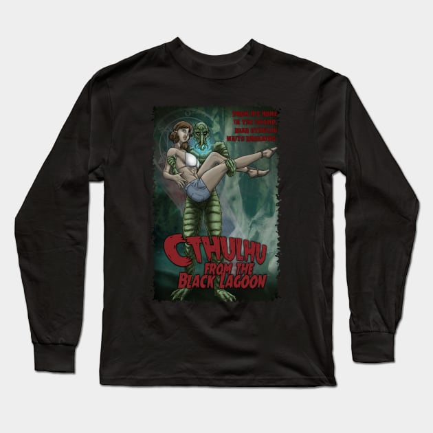 Cthulhu From the Black Lagoon Long Sleeve T-Shirt by MontisEcho